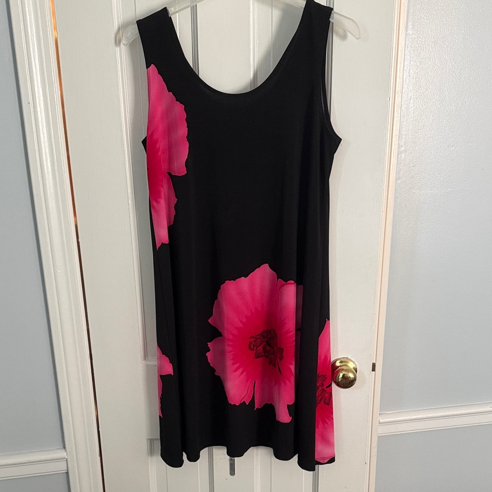Black Dress with Pink Floral Design